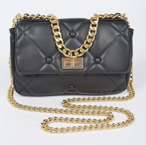 Black Quilted Medium Flap Shoulder Chain Bag - Picture 6 of 6